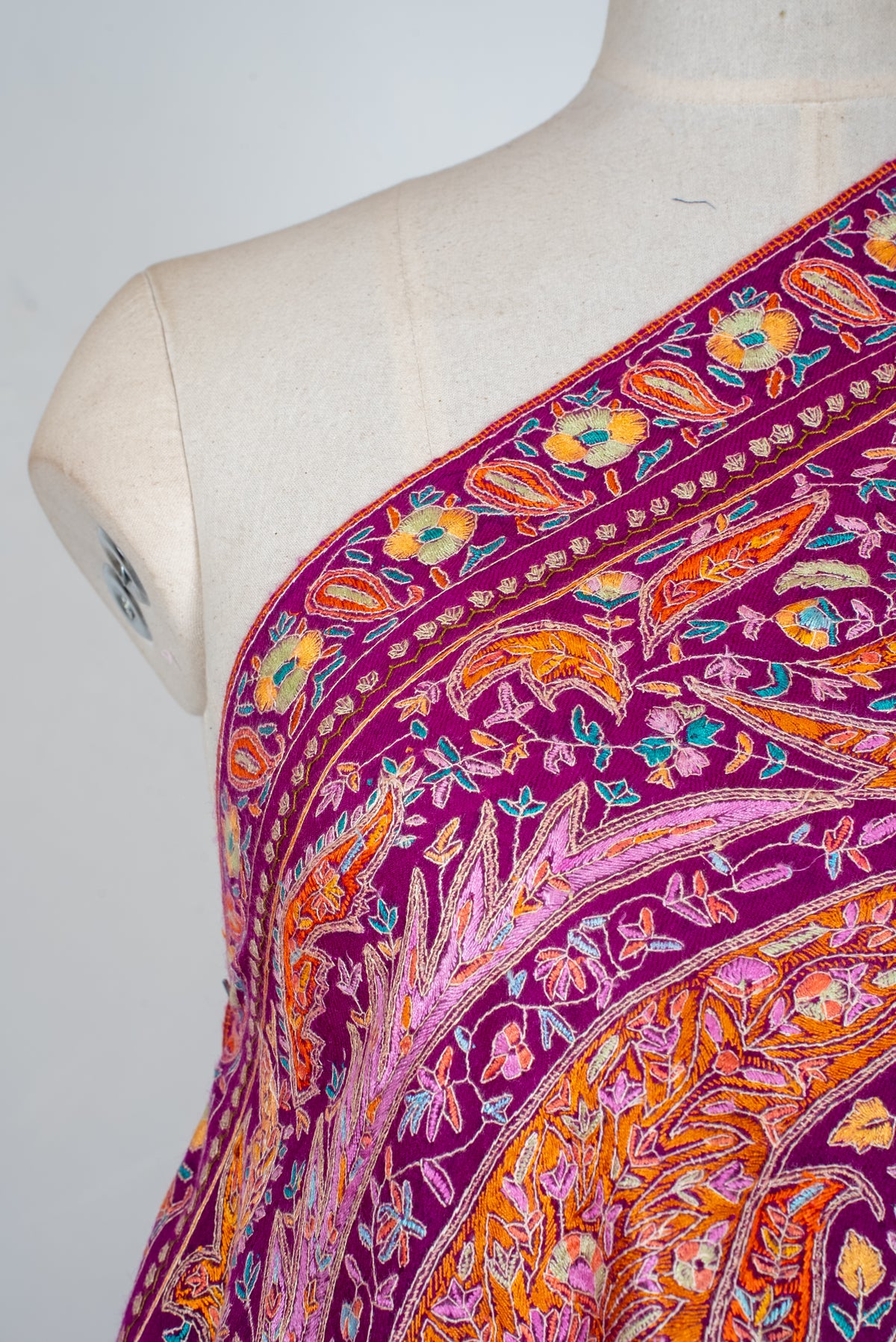 Kalamkari Pure Pashmina Hand Embroidered Shawl