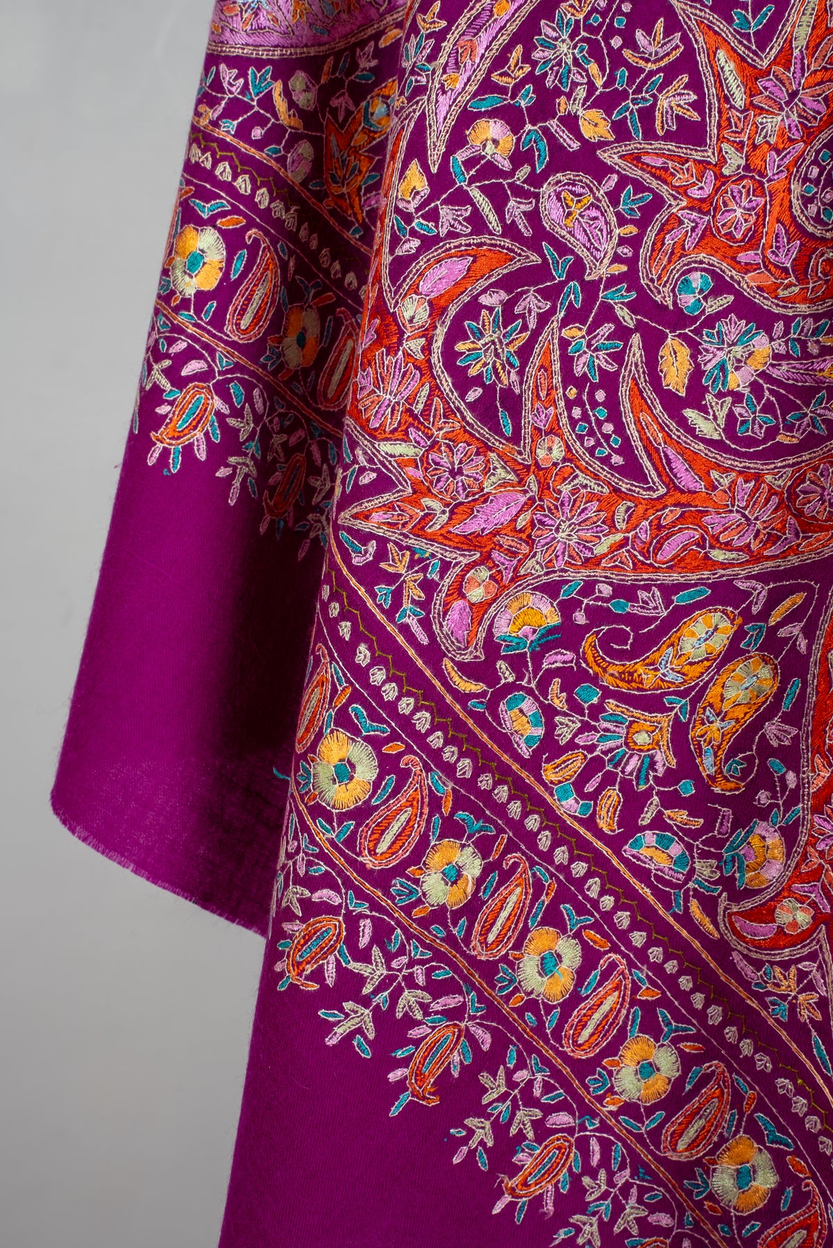 Kalamkari Pure Pashmina Hand Embroidered Shawl