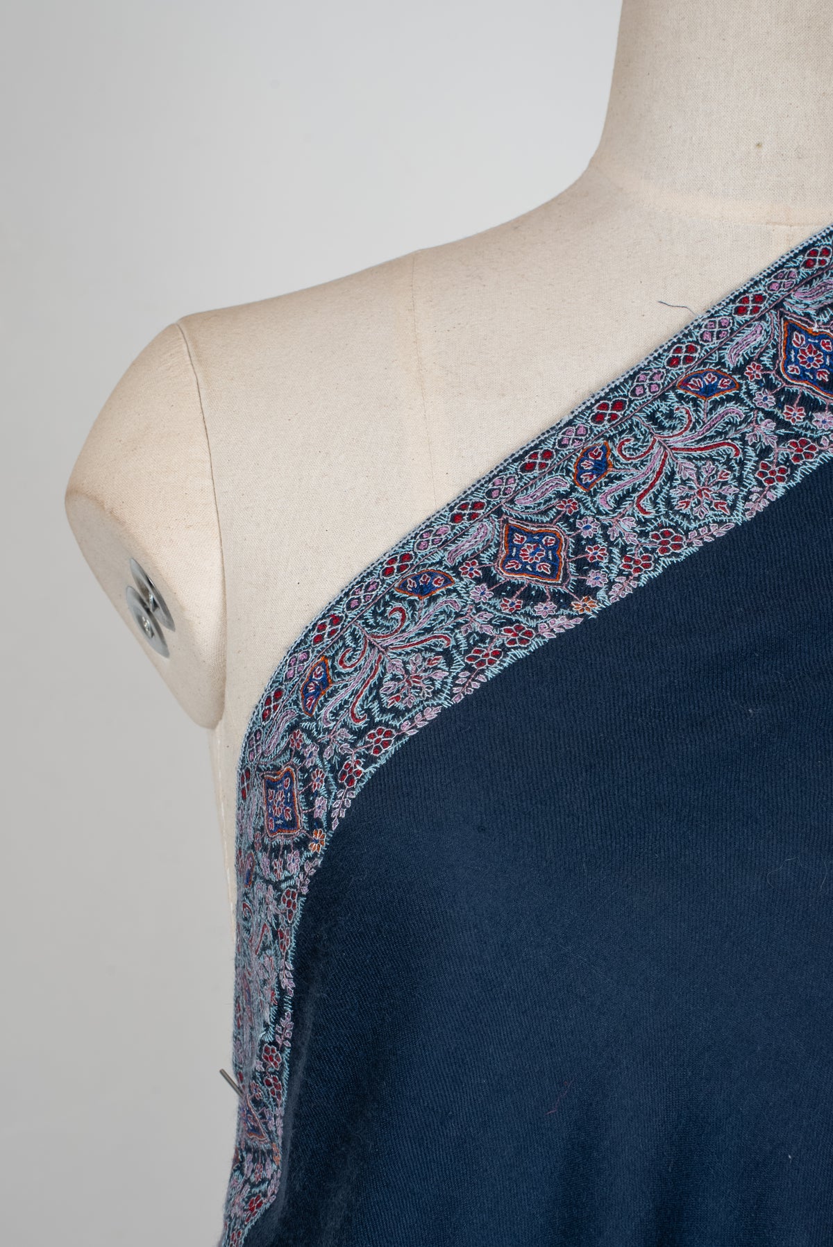 Midnight Grace Hand Embroidered Pure Pashmina Shawl