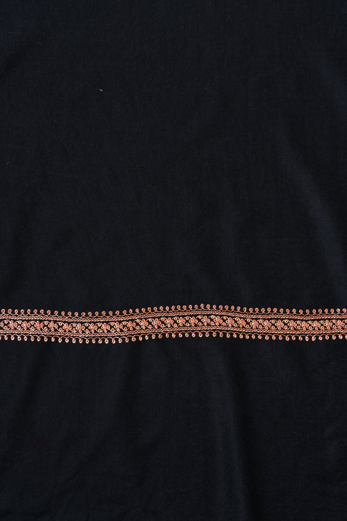 Copper Noir Fine Merino Wool Shawl with Sozni Hand Embroidered Ornamental Borders