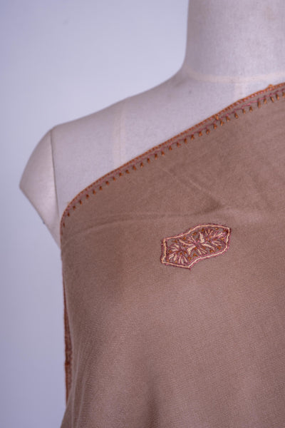 Mocha Delight - Hand-Embroidered Sozni Merino Wool Shawl