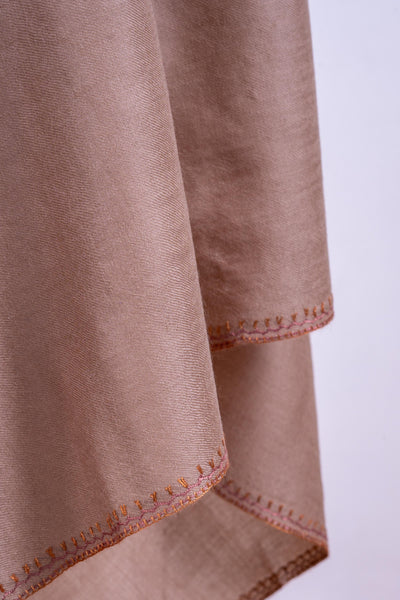 Mocha Delight - Hand-Embroidered Sozni Merino Wool Shawl