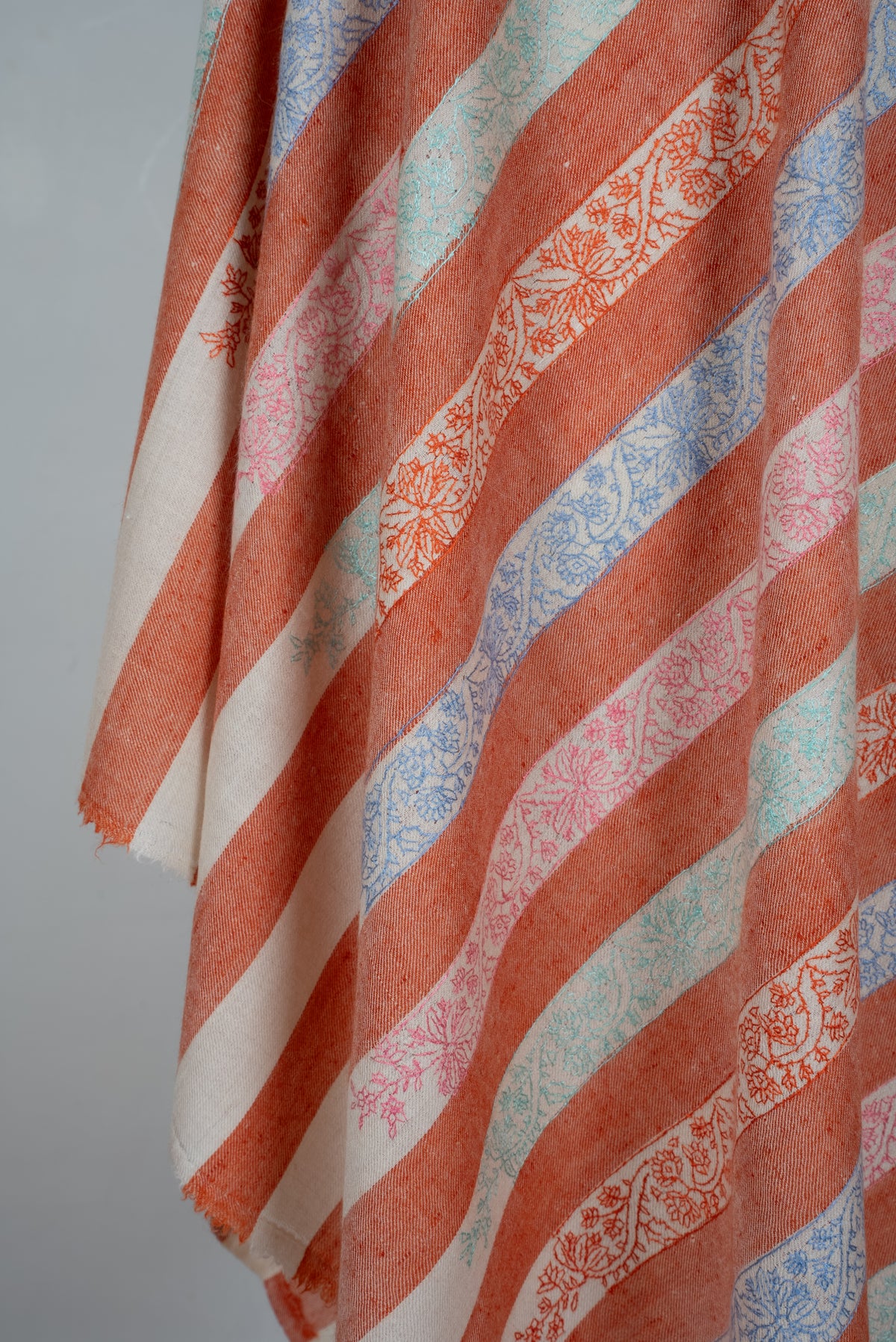 Blush Horizon Hand Embroidered Pure Pashmina Shawl