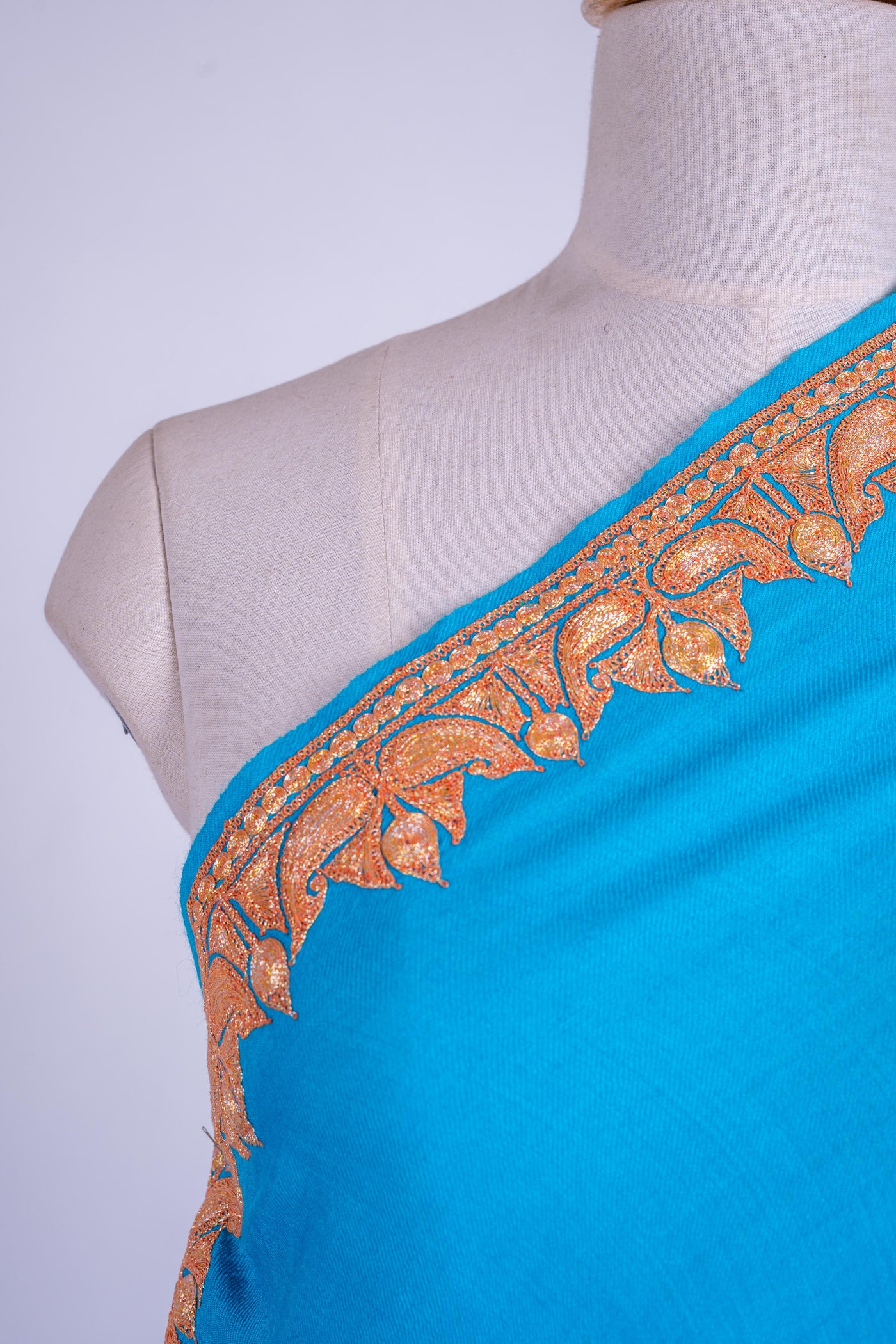 Turquoise Splendor - Merino Wool Shawl with Tilla Borders