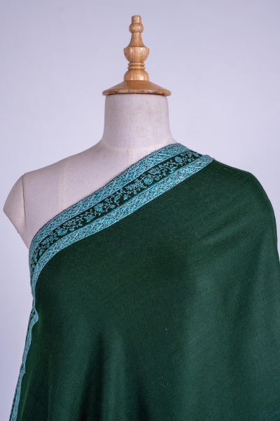 Forest Majesty - Hand-Embroidered Sozni Merino Wool Shawl