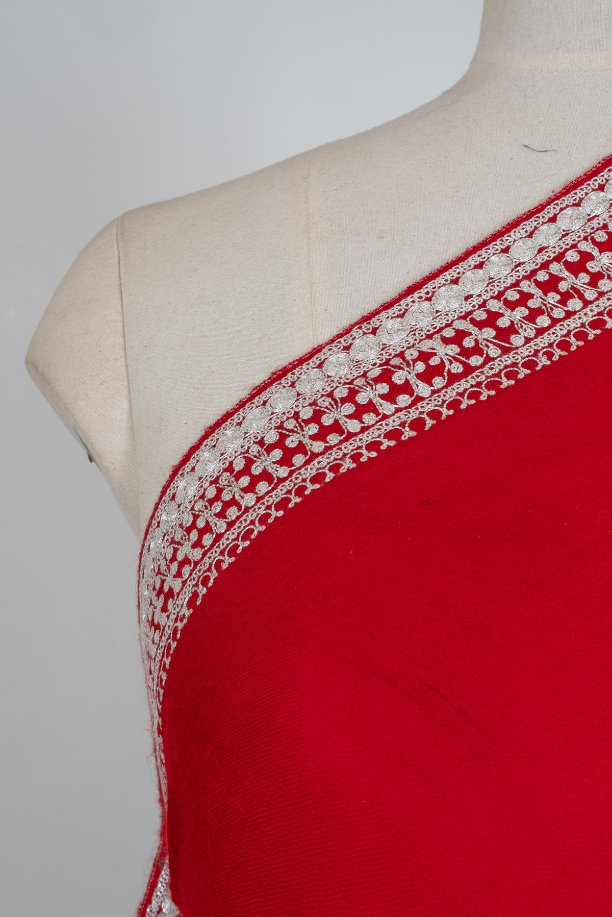 Maroon base Tilla Embroidered Fine Merino Wool Shawl