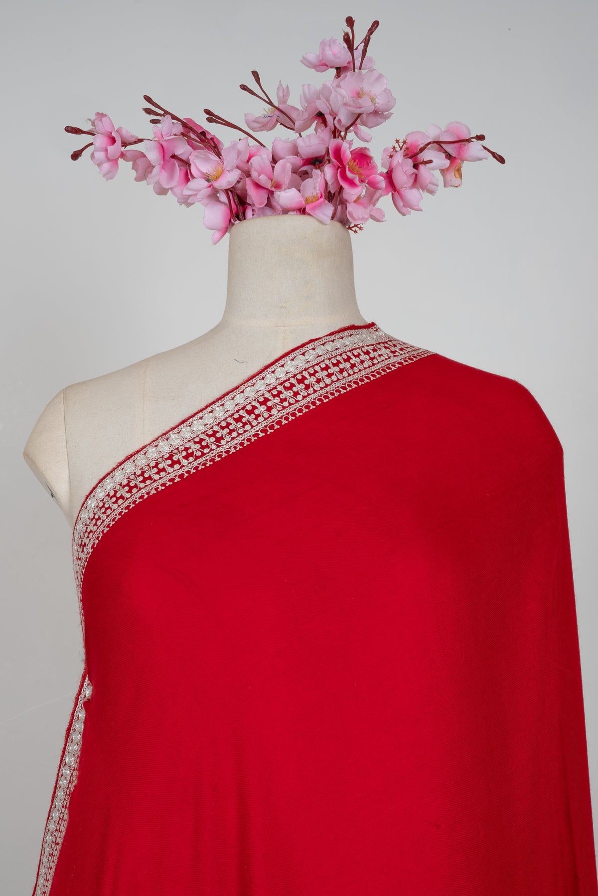 Maroon base Tilla Embroidered Fine Merino Wool Shawl