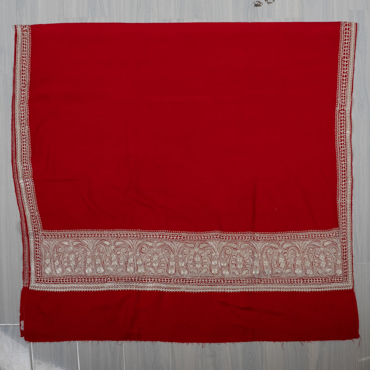 Maroon base Tilla Embroidered Fine Merino Wool Shawl
