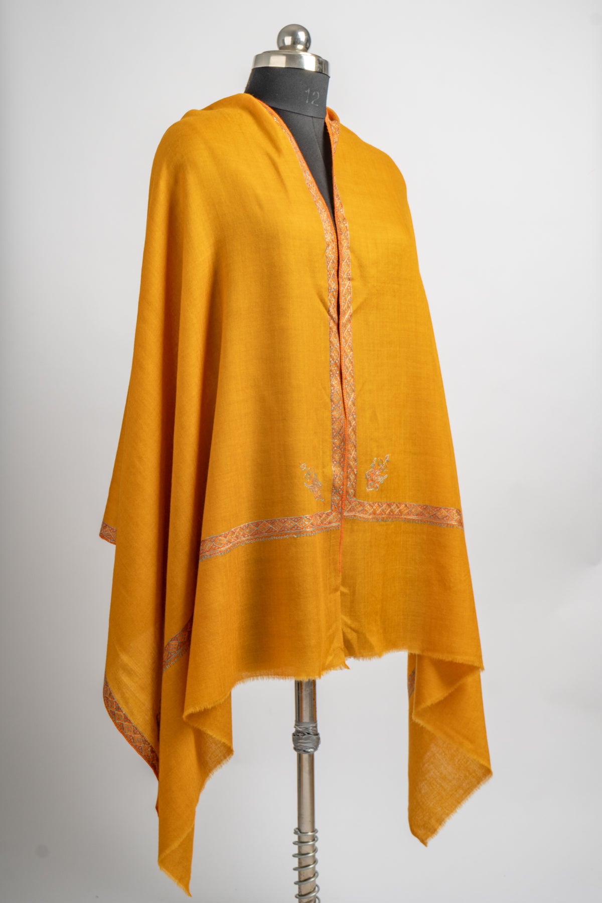 Golden Sunrise Hand Embroidered Merino Wool Sozni Stole