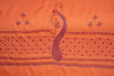 Autumn Ember Hand Embroidered Merino Wool Sozni Scarf