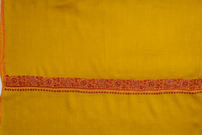 Saffron Gold Hand Embroidered Merino Wool Sozni Scarf