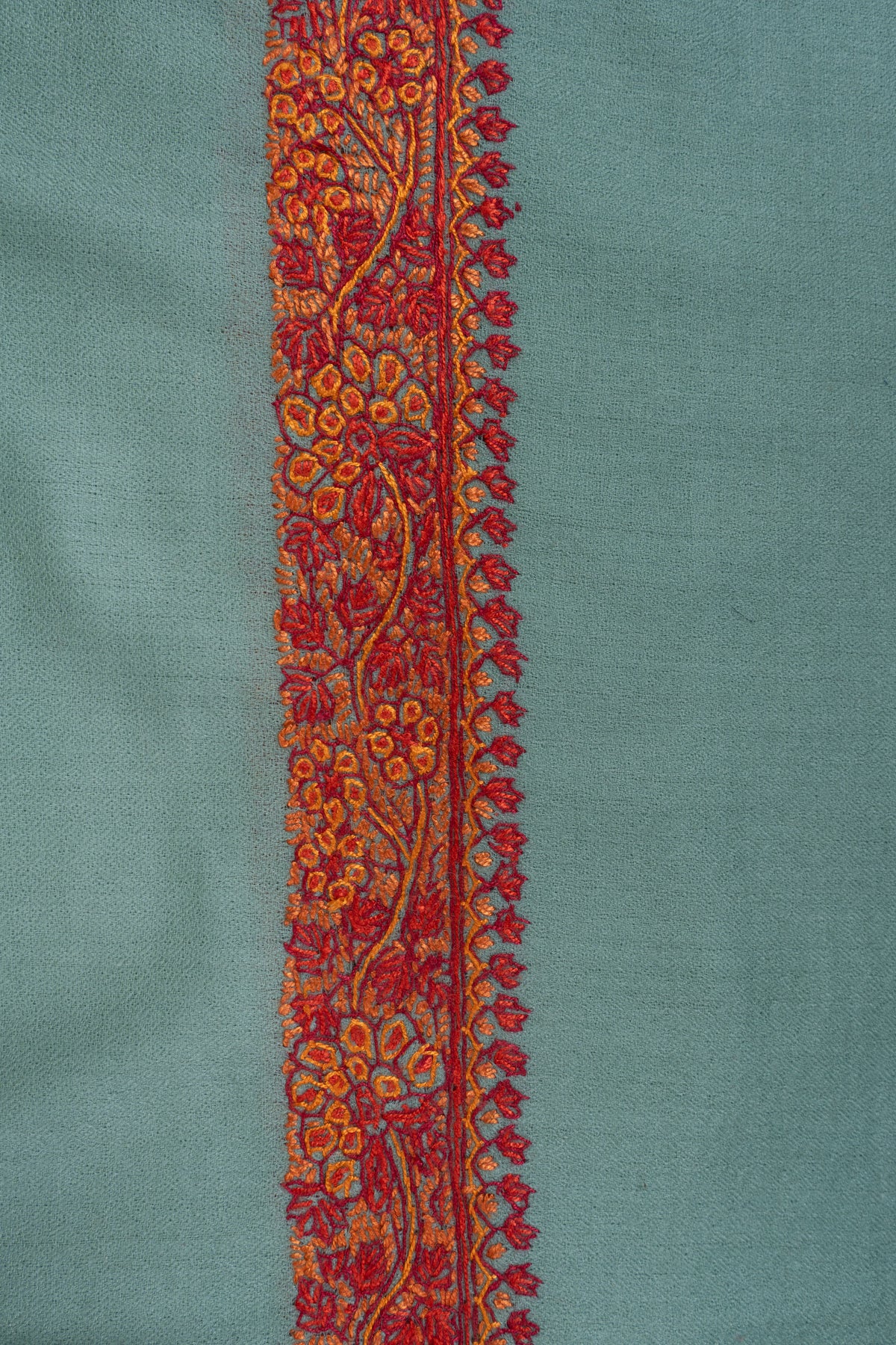 Celeste Mist Merino wool 2.5 Yards Sozni Hand Embroidered Shawl