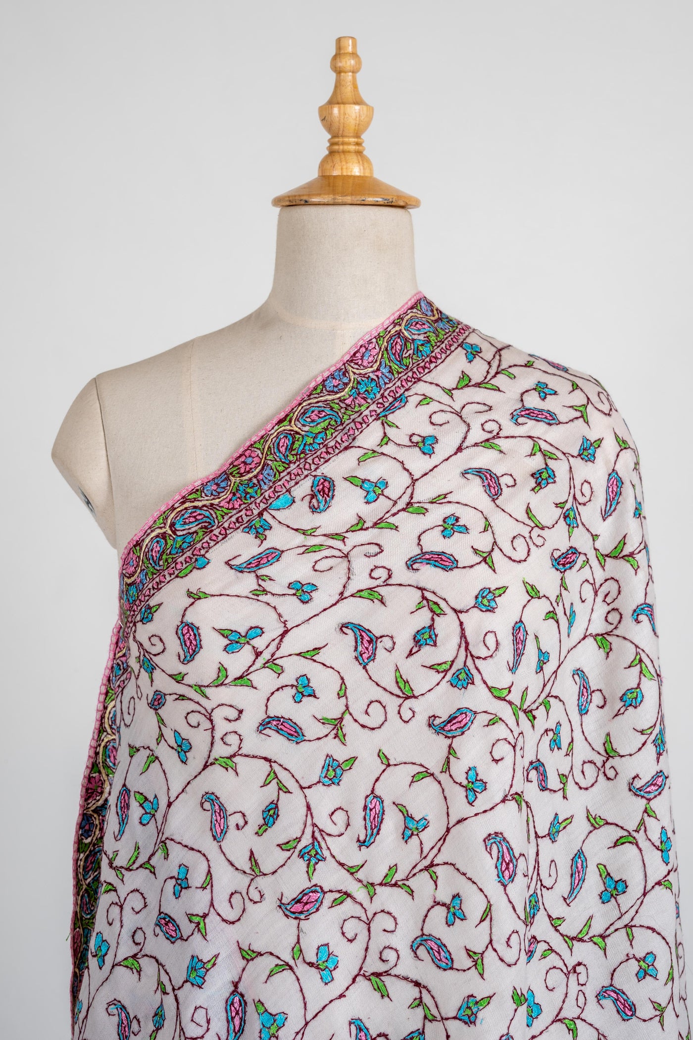 Lilac Serenity Merino Wool Shawl with Sozni Floral Extravagance