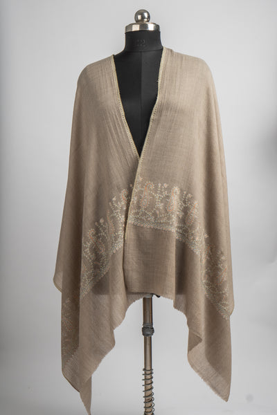 Sand Dunes Hand Embroidered Merino Wool Sozni Scarf