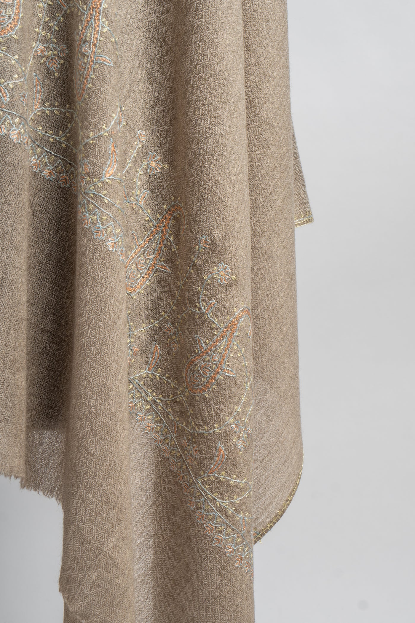 Sand Dunes Hand Embroidered Merino Wool Sozni Scarf