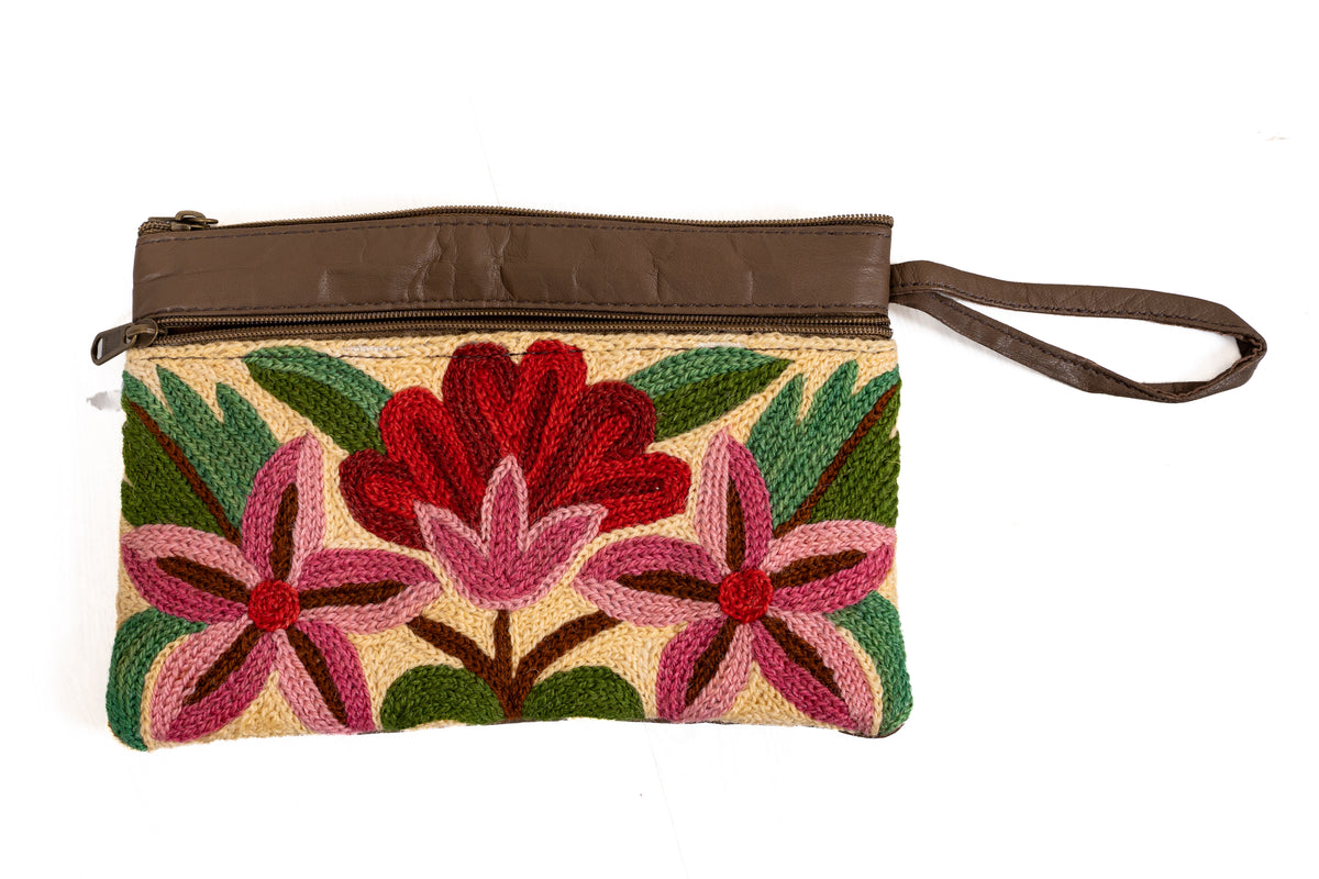 Crimson Garden Aari Hand Embroidered Floral Purse