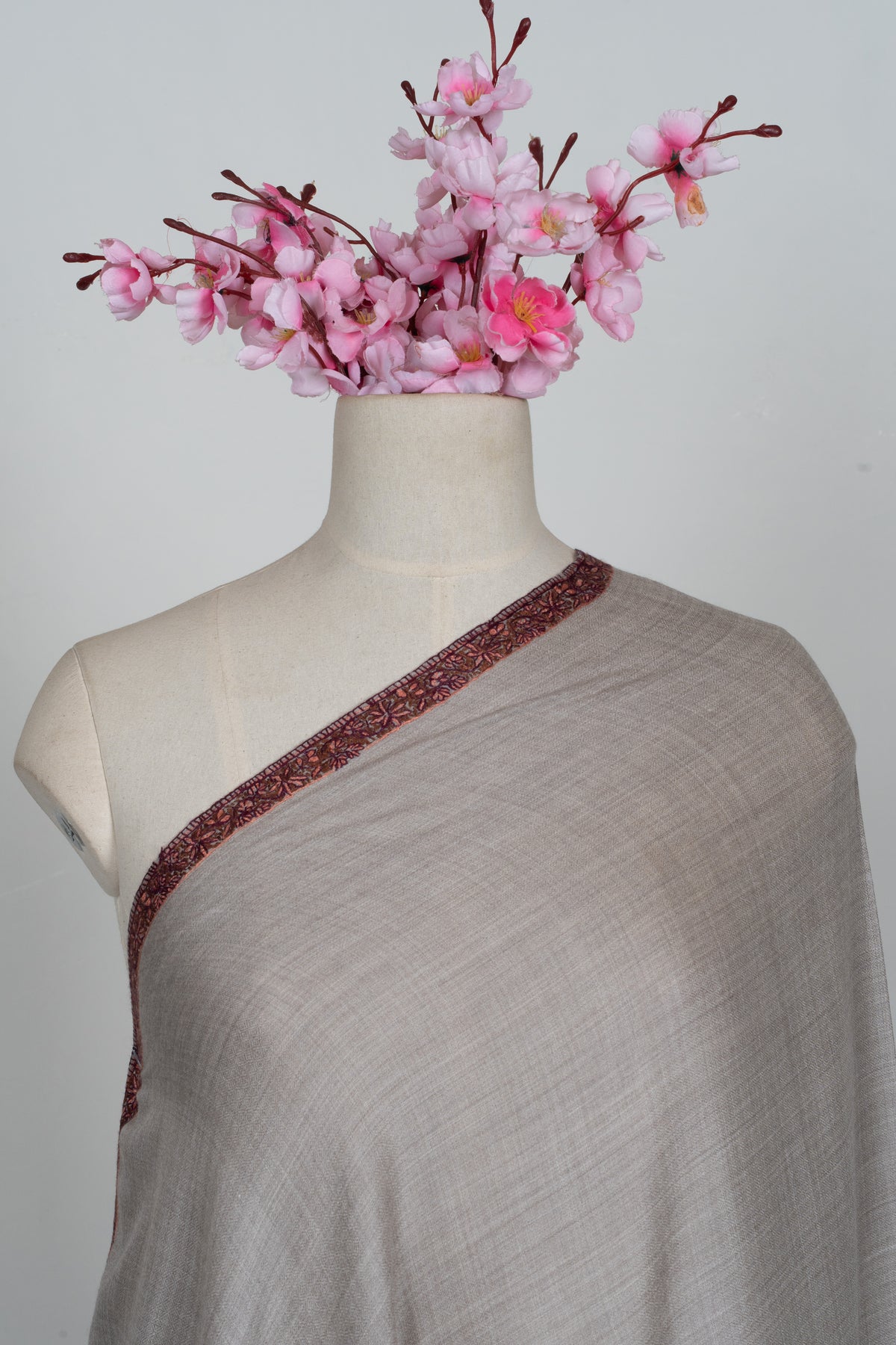 Sandstone Glow Merino wool 2.5 Yards Sozni Hand Embroidered Shawl