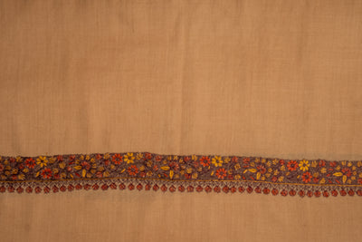 Saffron Sunset: Hand-Embroidered Sozni Merino Wool Scarf