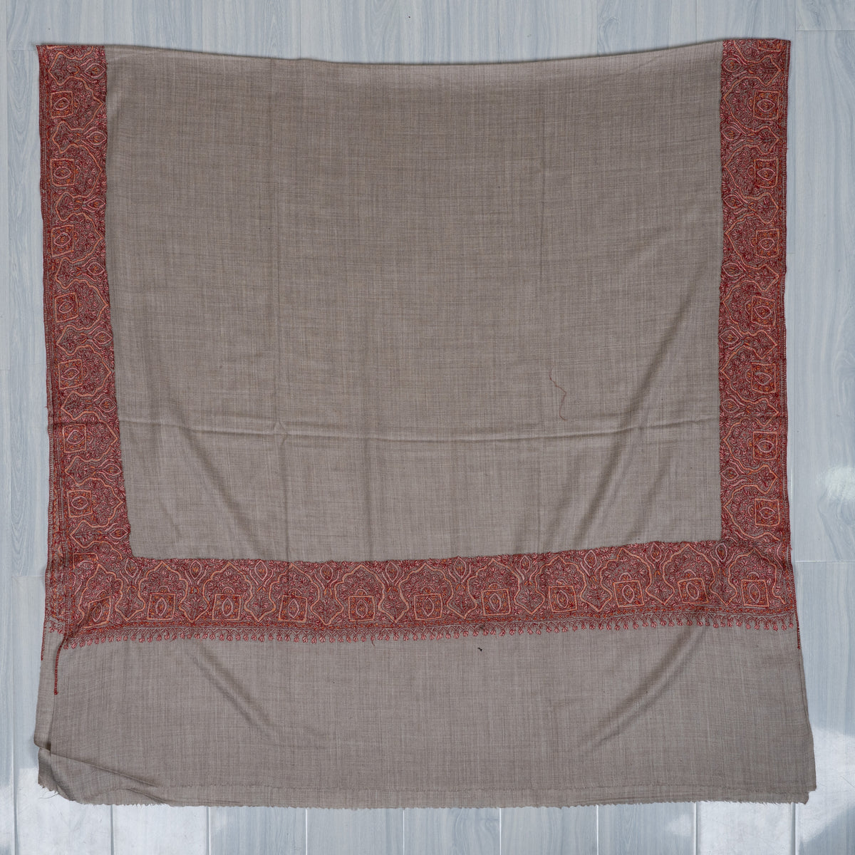 Blush Ember Merino wool 2.5 Yards Sozni Hand Embroidered Shawl