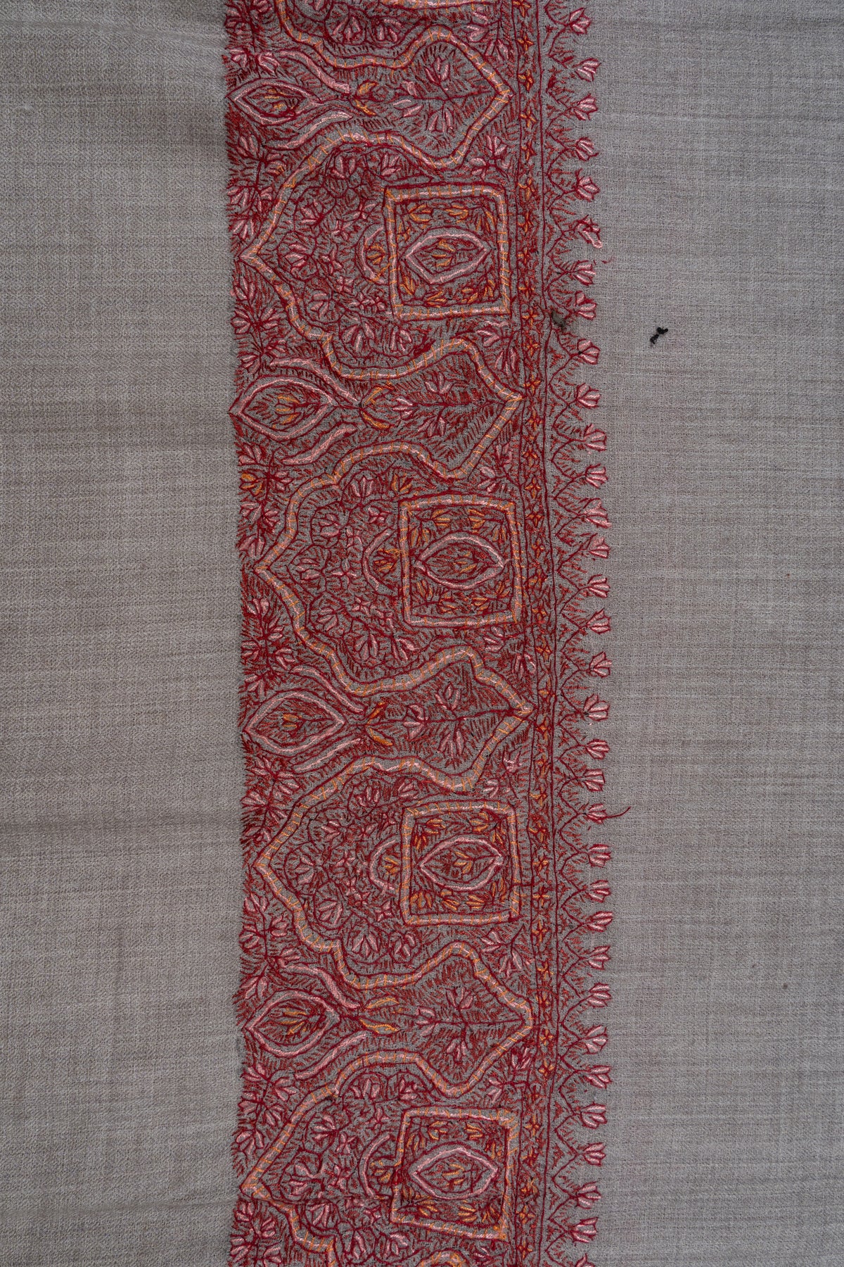 Blush Ember Merino wool 2.5 Yards Sozni Hand Embroidered Shawl