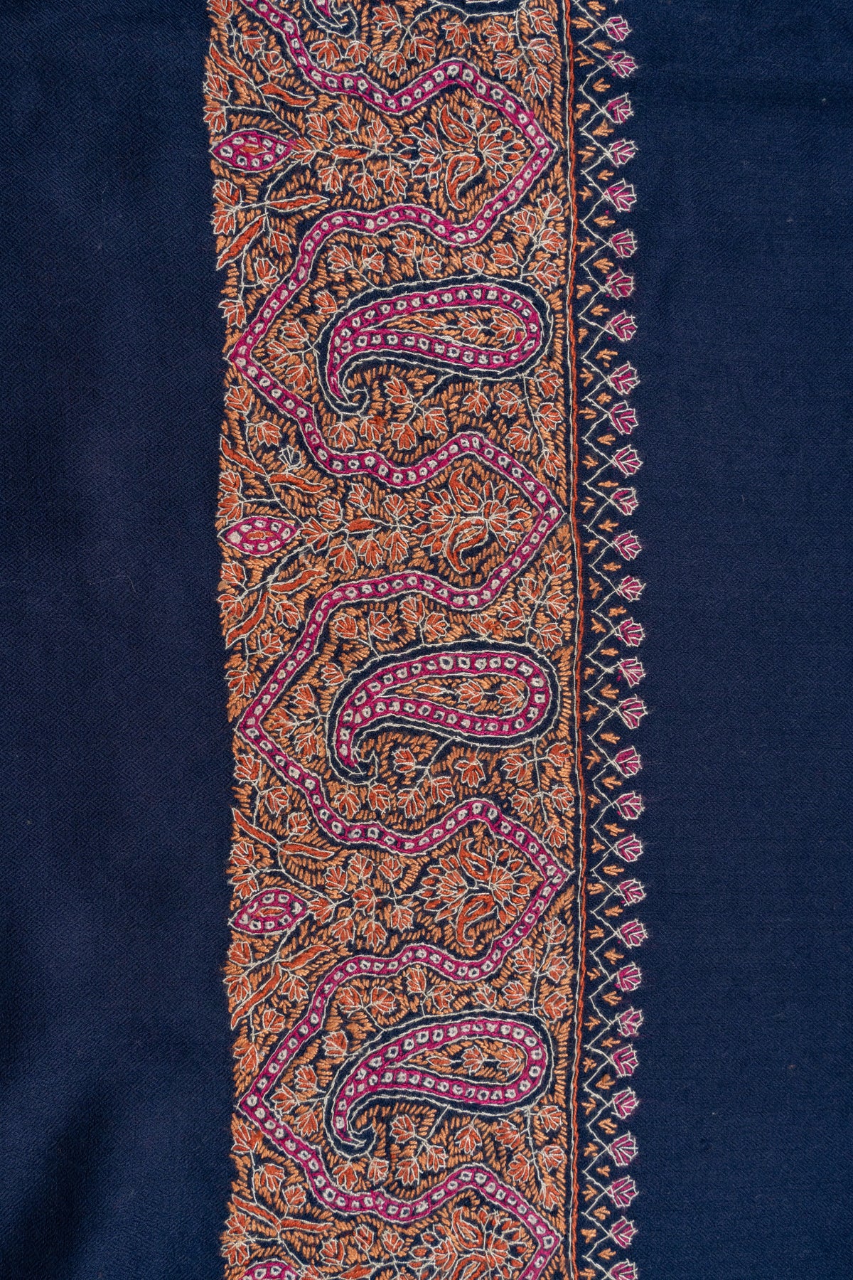 Midnight Regal Merino wool 2.5 Yards Sozni Hand Embroidered Shawl