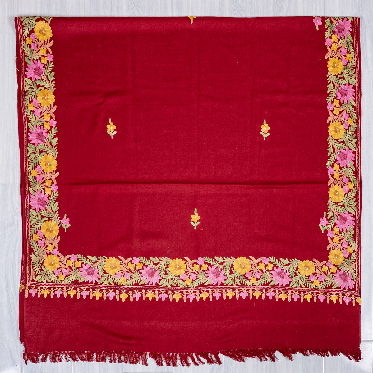Ruby Garden Aari Machine Embroidered Shawl