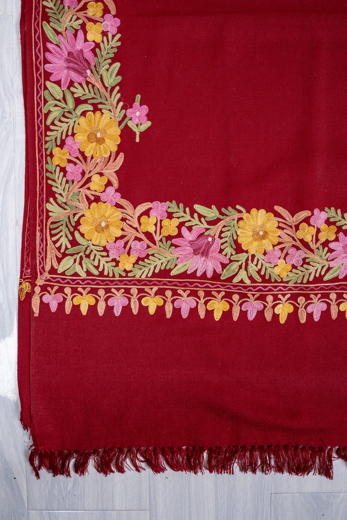Ruby Garden Aari Machine Embroidered Shawl