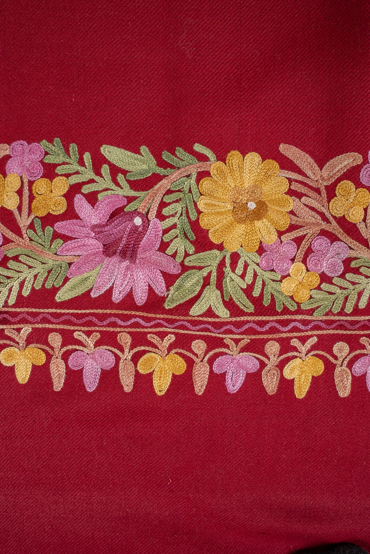 Ruby Garden Aari Machine Embroidered Shawl