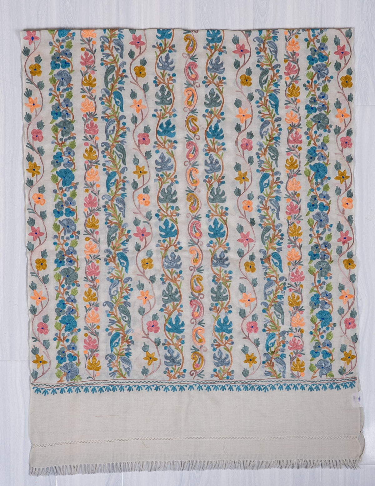 Blooming Meadow Aari Machine Embroidered Shawl