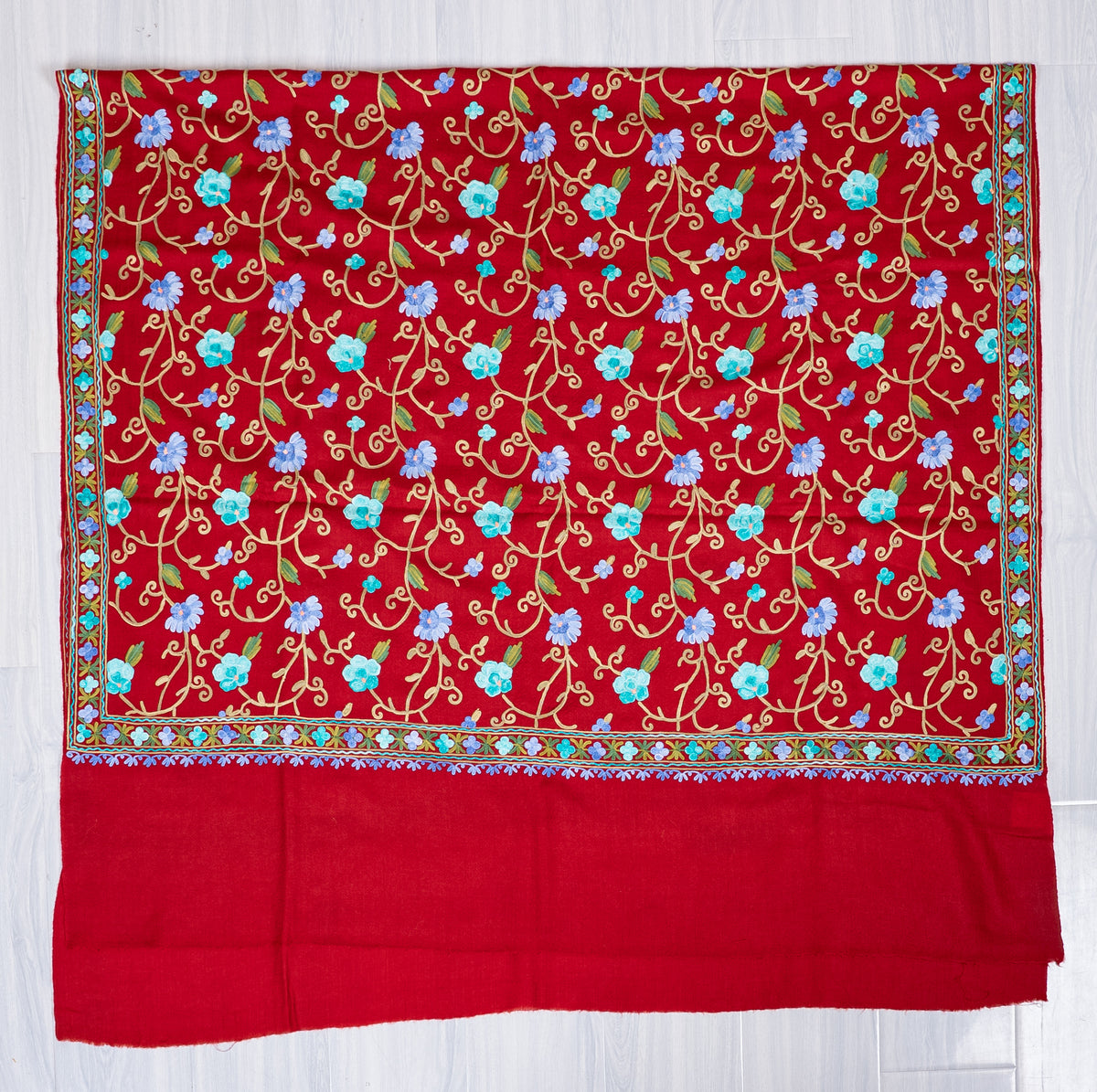 Ruby Garden Aari Machine Embroidered Shawl