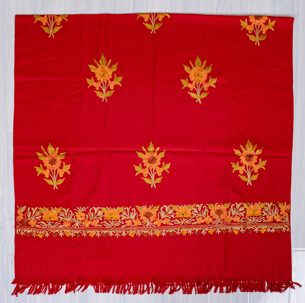 Scarlet Meadow Aari Machine Embroidered Shawl