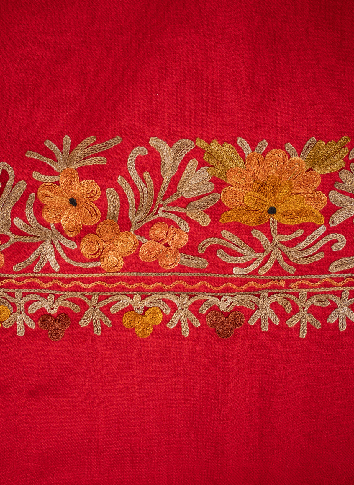Scarlet Meadow Aari Machine Embroidered Shawl
