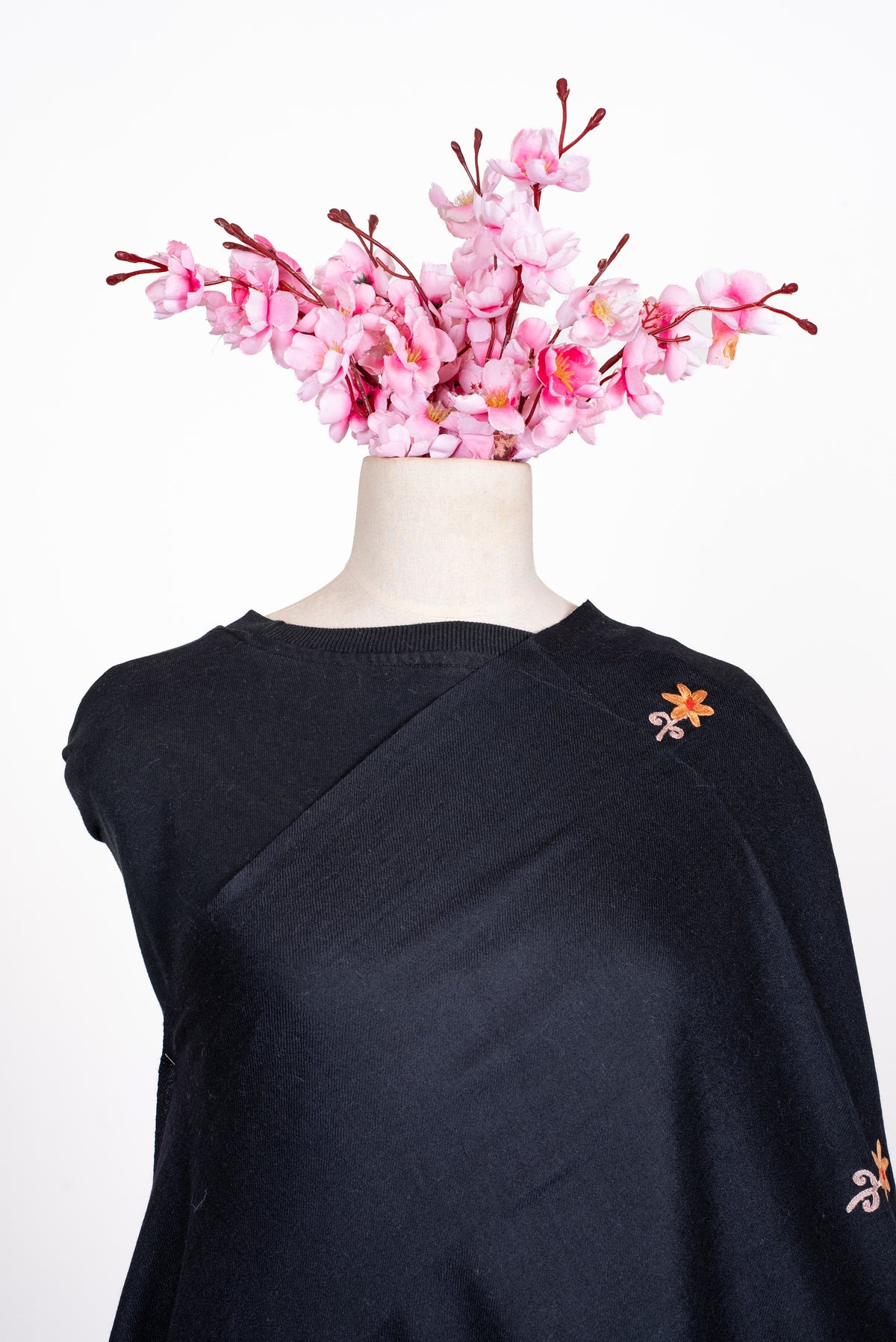 Golden Petals Aari Machine Embroidered Shawl