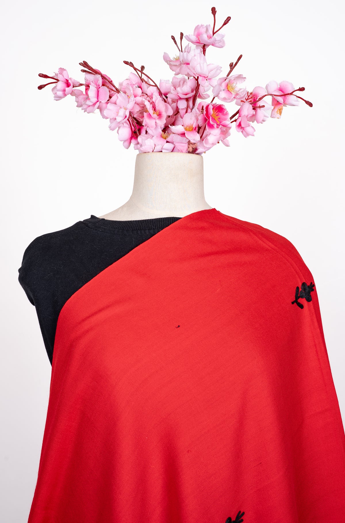 Scarlet Noir Aari Machine Embroidered Shawl