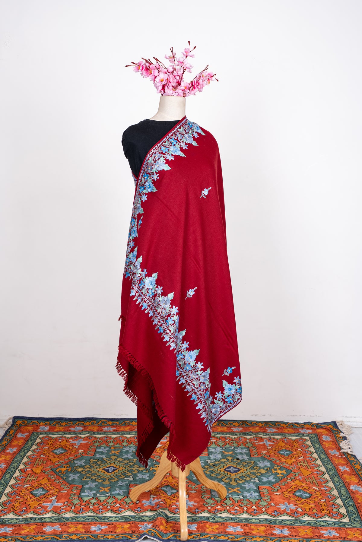 Ruby Frost Aari Machine Embroidered Shawl