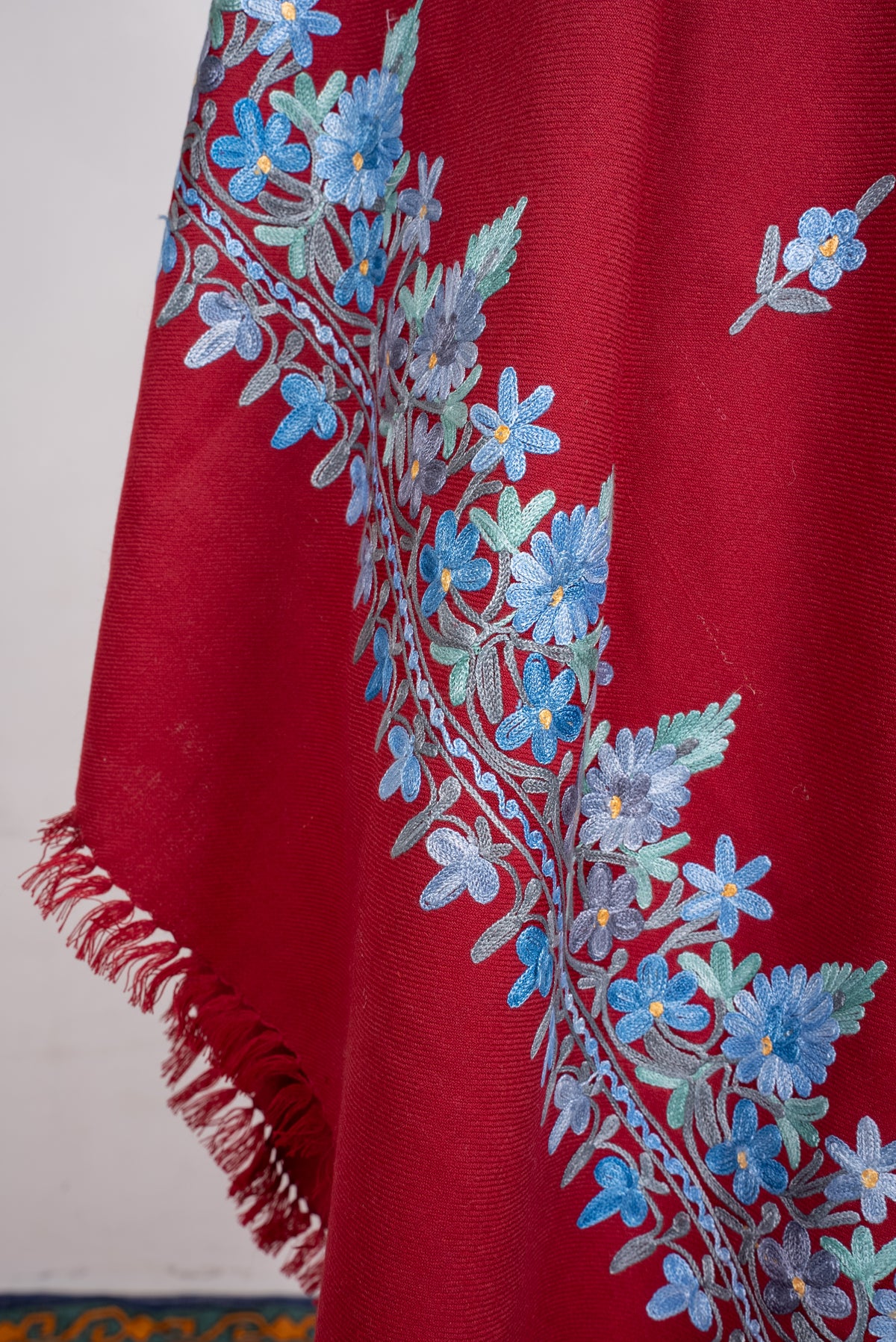 Ruby Frost Aari Machine Embroidered Shawl