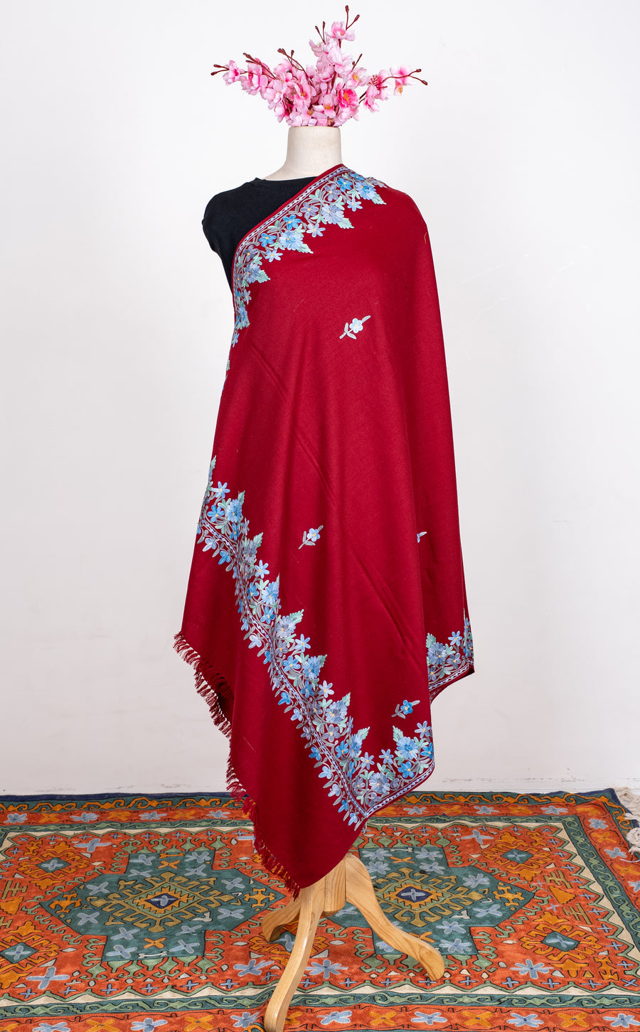 Ruby Frost Aari Machine Embroidered Shawl