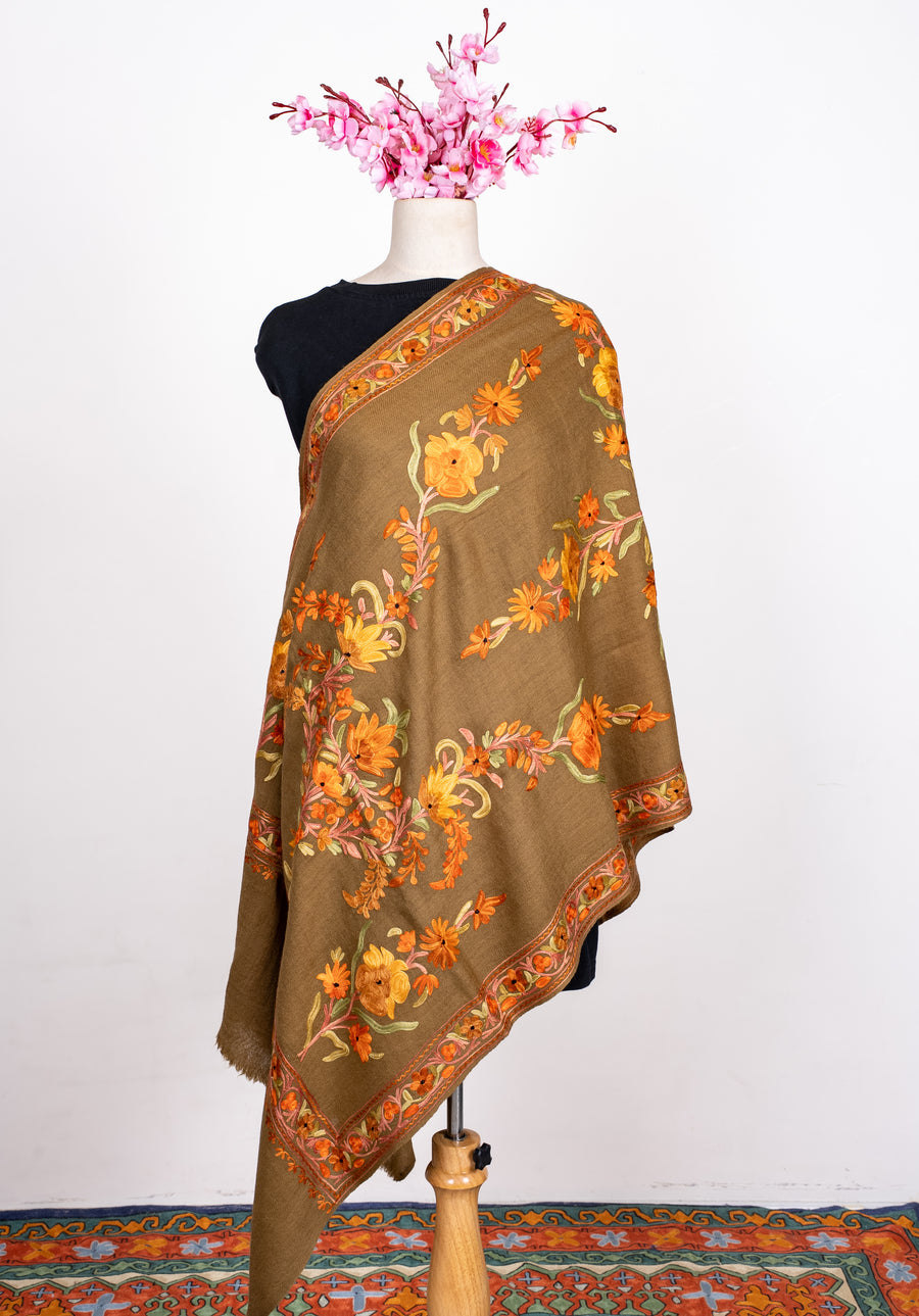 Autumn Grove Aari Machine Embroidered Shawl