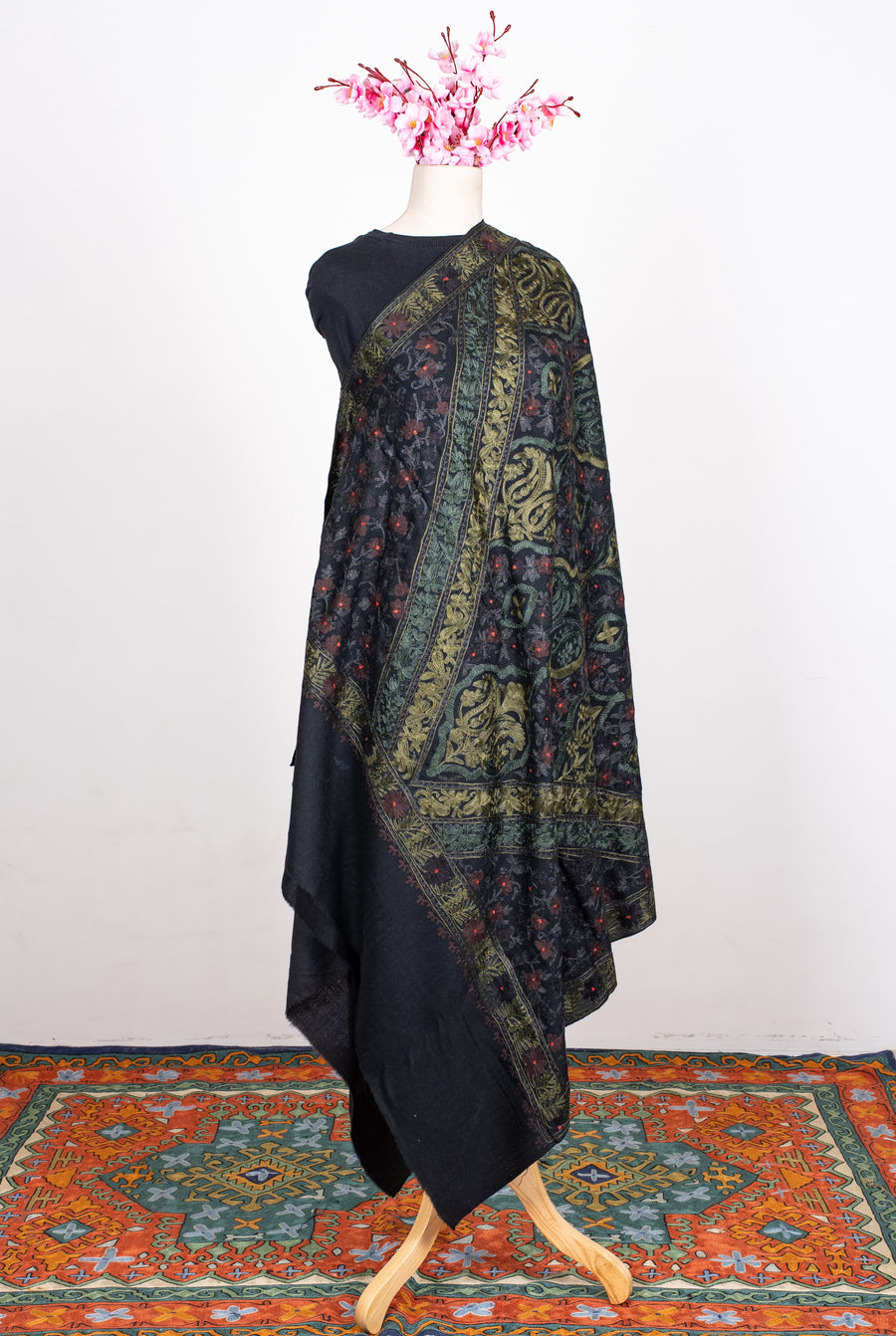 Obsidian Royale Aari Machine Embroidered Shawl
