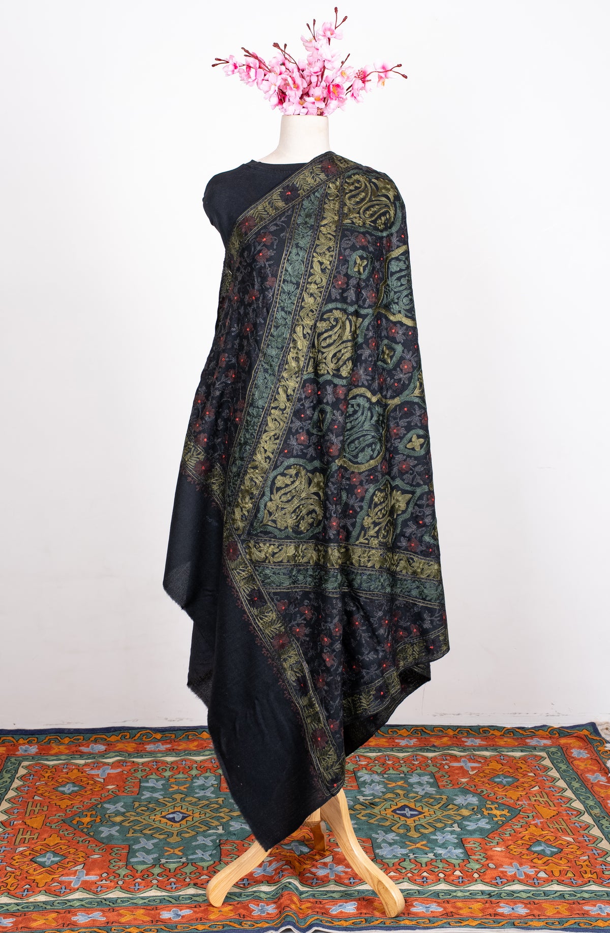 Obsidian Royale Aari Machine Embroidered Shawl