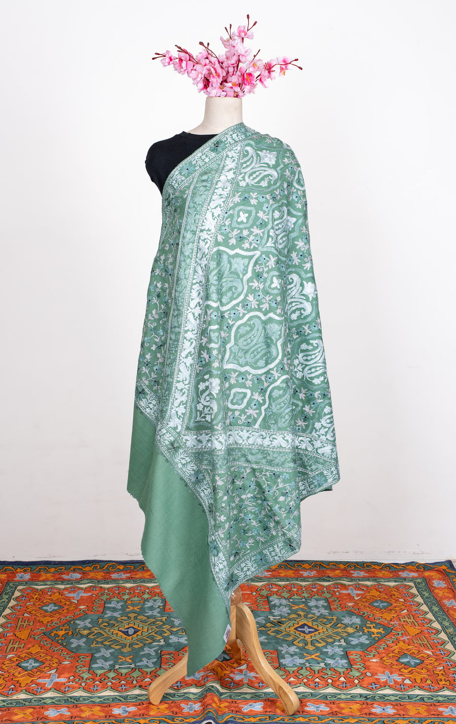 Mint Royale Aari Machine Embroidered Shawl