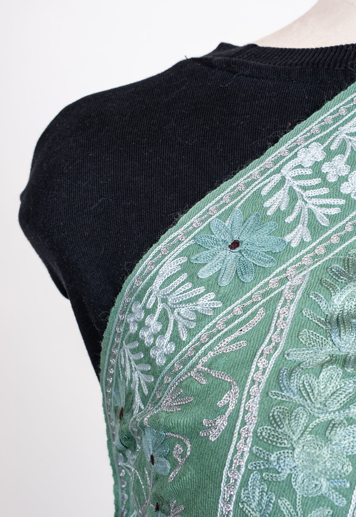 Mint Royale Aari Machine Embroidered Shawl