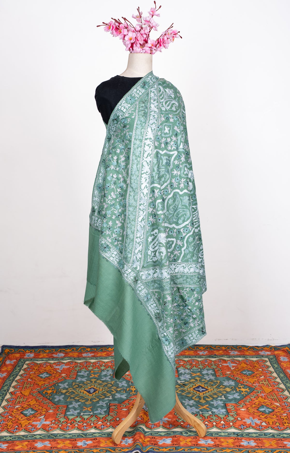 Mint Royale Aari Machine Embroidered Shawl