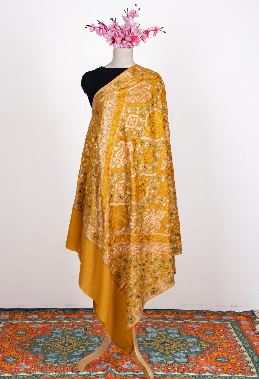 Sunlit Heritage Aari Machine Embroidered Shawl