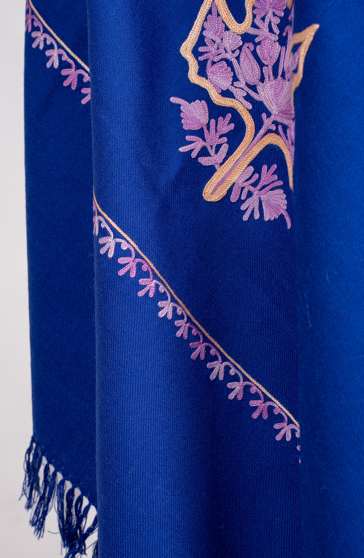 Autumn Whisper Aari Machine Embroidered Shawl with Maple Leaf Motifs