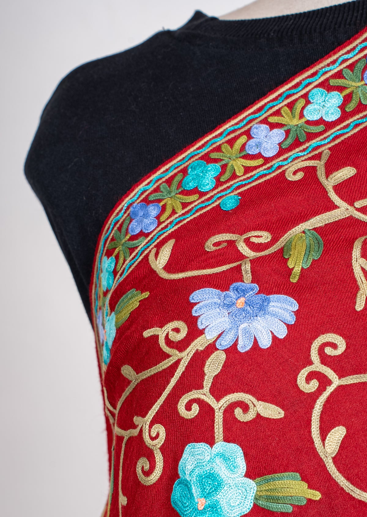 Ruby Garden Aari Machine Embroidered Shawl