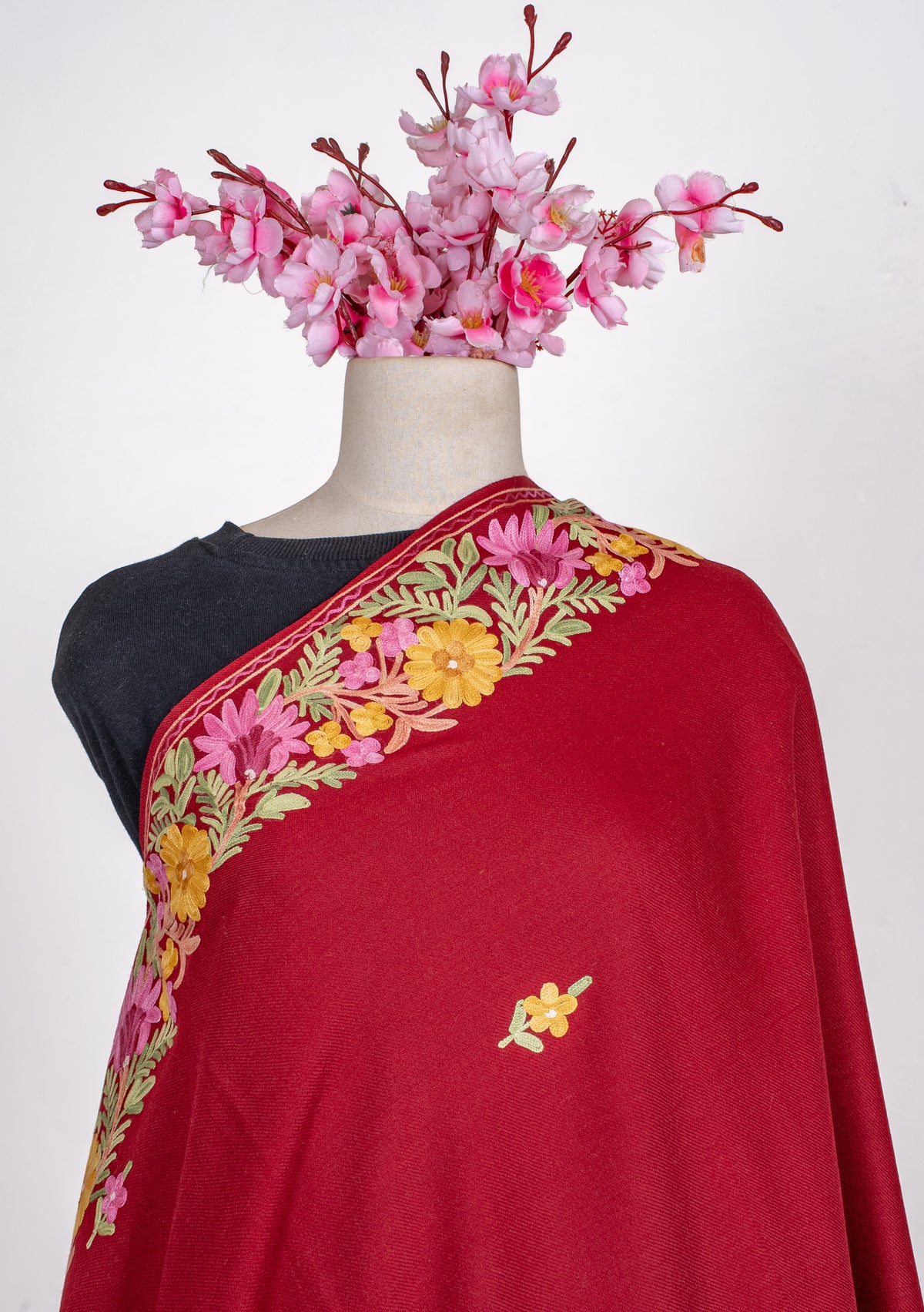 Ruby Garden Aari Machine Embroidered Shawl