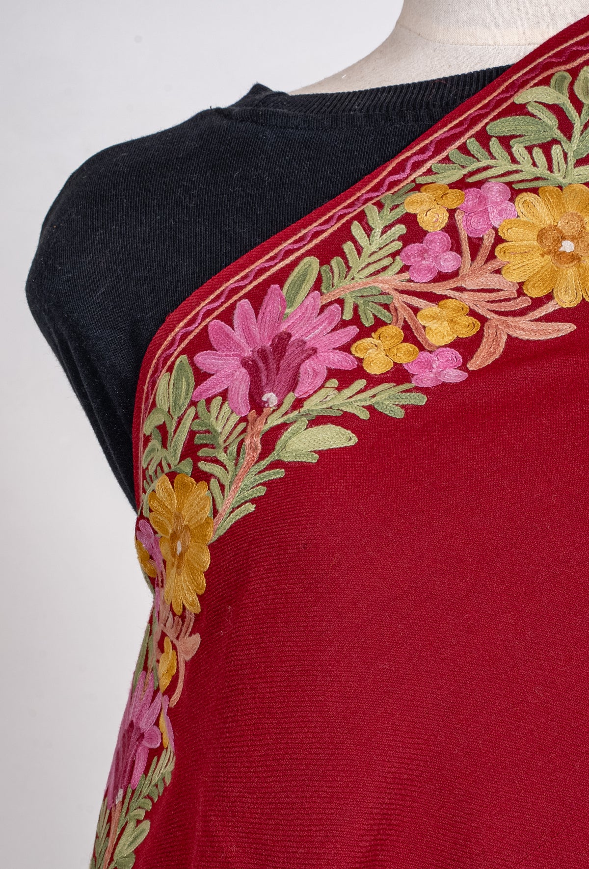Ruby Garden Aari Machine Embroidered Shawl