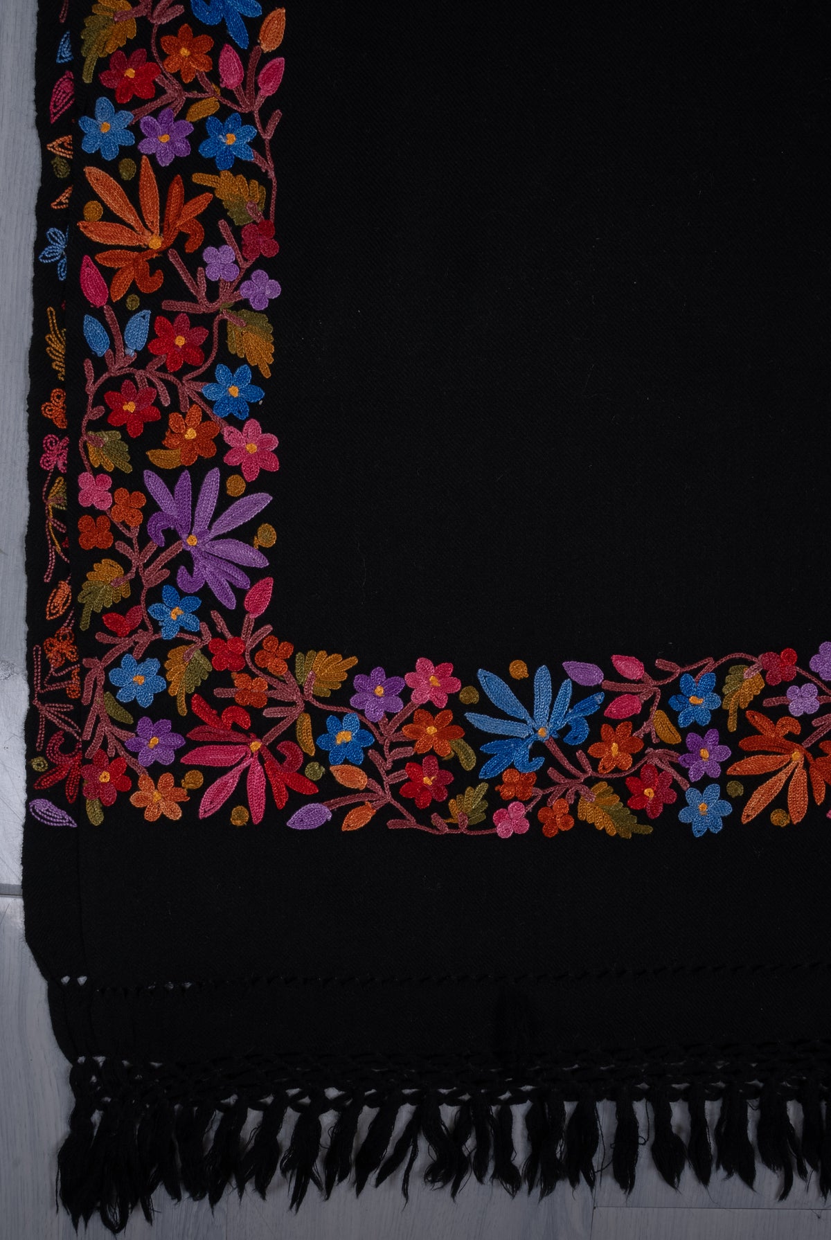 Midnight Festival Bloom Aari Machine Embroidered Shawl