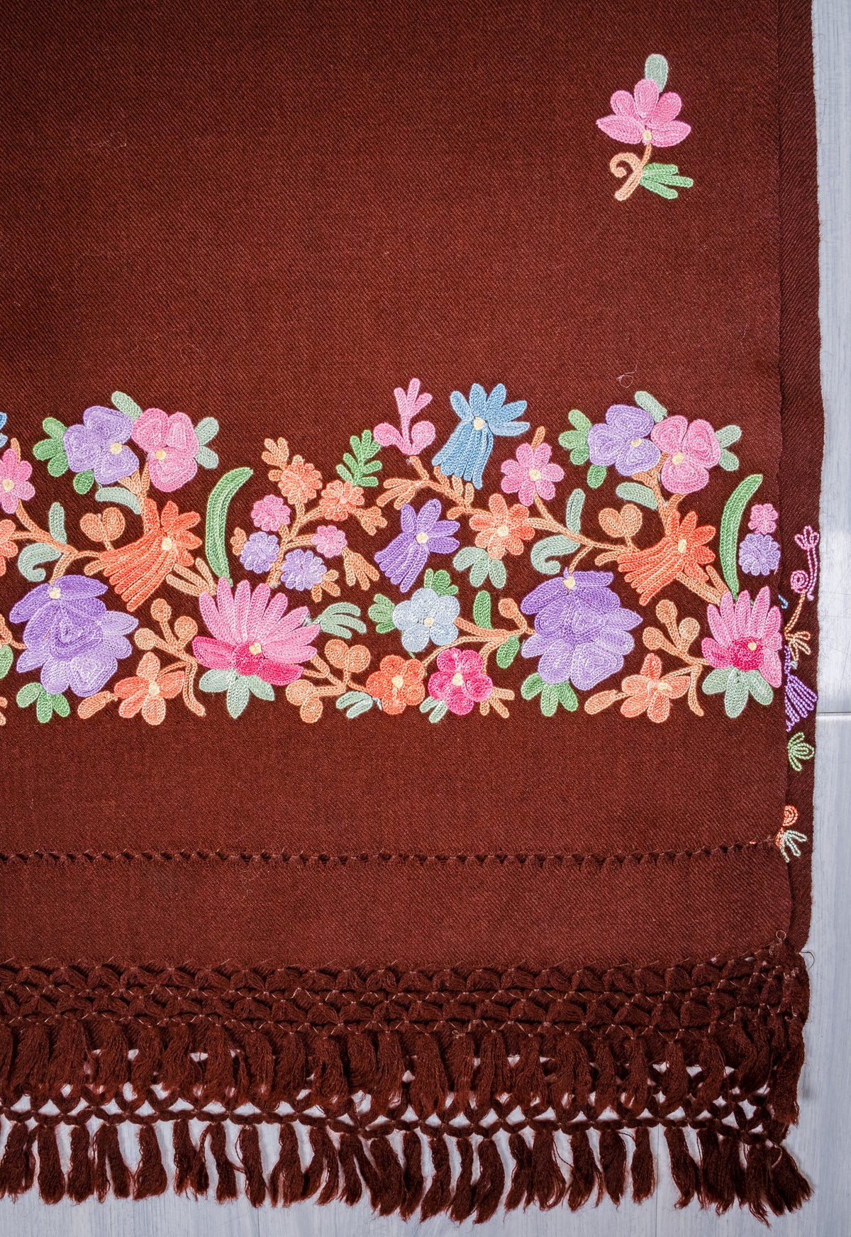 Autumn Meadow Aari Machine Embroidered Shawl